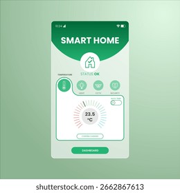 Painel Móvel Smart Home Com Controles Para Segurança E Status De Iluminação De Temperatura
