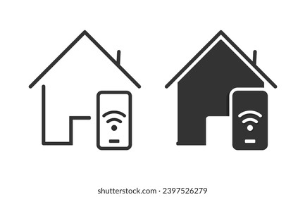 Smart home monitoring from mobile phone. Illustration vector