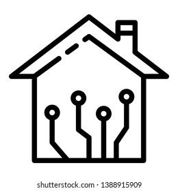 Smart home network icon. Outline smart home network vector icon for web design isolated on white background