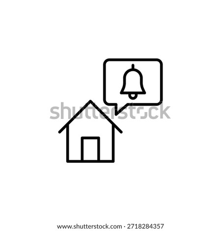 Smart Home Notification Bell Alert Outline Icon Concept