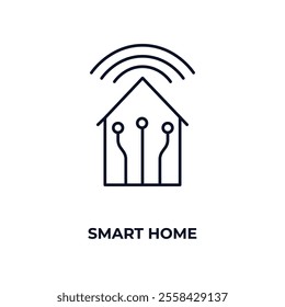 smart home outline icon. Linear vector from ai and tech concept. Thin line smart home icon isolated on white background