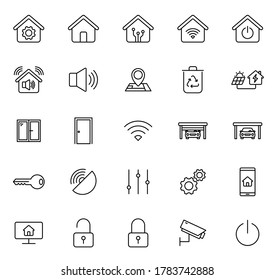 smart home outline vector icons isolated on white background. smart home icon set for web and ui design, mobile apps and print products