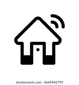 Smart home. Outlined stroke vector icon with black-filled details.