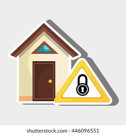 smart home with padlock isolated icon design, vector illustration  graphic 