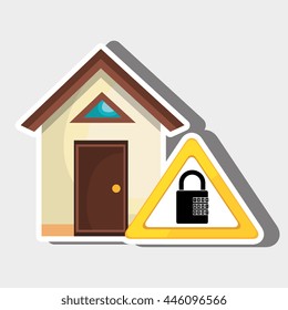 smart home with padlock isolated icon design, vector illustration  graphic 