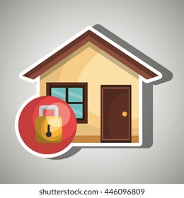smart home with padlock isolated icon design, vector illustration  graphic 