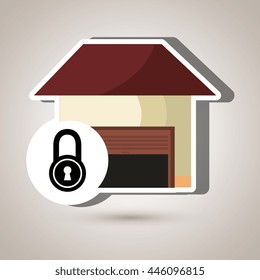 smart home with padlock isolated icon design, vector illustration  graphic 