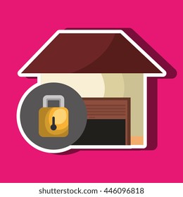 smart home with padlock isolated icon design, vector illustration  graphic 