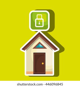 smart home with padlock isolated icon design, vector illustration  graphic 