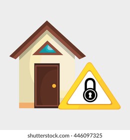 smart home with padlock isolated icon design, vector illustration  graphic 