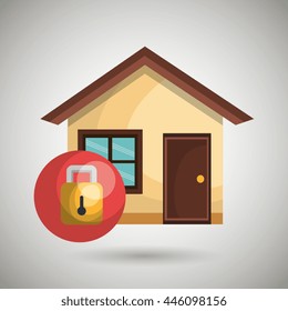 smart home with padlock isolated icon design, vector illustration  graphic 