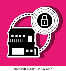 smart home with padlock  isolated icon design, vector illustration  graphic 