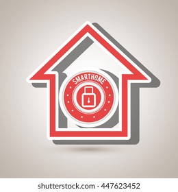 smart home with padlock isolated icon design, vector illustration  graphic 