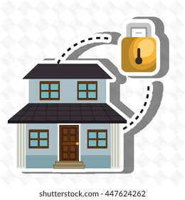 smart home with padlock isolated icon design, vector illustration  graphic 