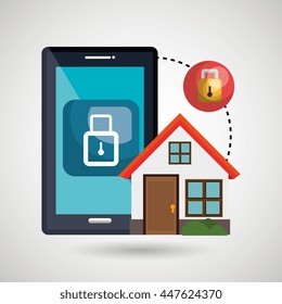 smart home with padlock isolated icon design, vector illustration  graphic 