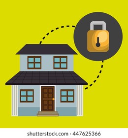 smart home with padlock isolated icon design, vector illustration  graphic 