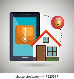 smart home with padlock isolated icon design, vector illustration  graphic 