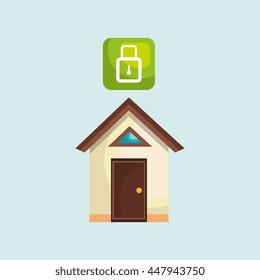 smart home with padlock isolated icon design, vector illustration  graphic 