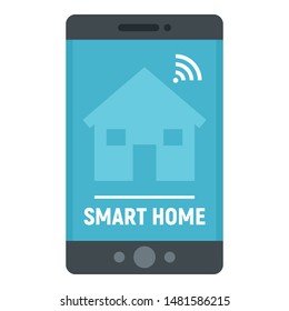 Smart home phone control icon. Flat illustration of smart home phone control vector icon for web design