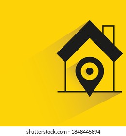 smart home and pin with shadow yellow background