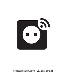 Smart Home Power Socket Icon Wireless Outlet Black And White Vector Illustration