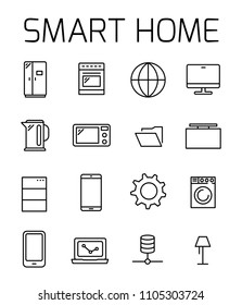 Smart home related vector icon set. Well-crafted sign in thin line style with editable stroke. Vector symbols isolated on a white background. Simple pictograms.