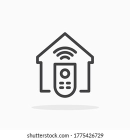 Smart home remote control icon in line style. For your design, logo. Vector illustration. Editable Stroke.