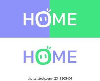 Smart home robot tech artificial Intelligence logo icon design concept. Letter HOME logo for home technology vector illustration.