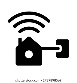 Smart home security concept with wi fi enabled house key icon on white background for technology and real estate themes