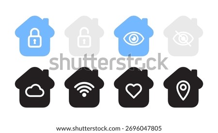 Smart Home Security and Connectivity Icon Set
