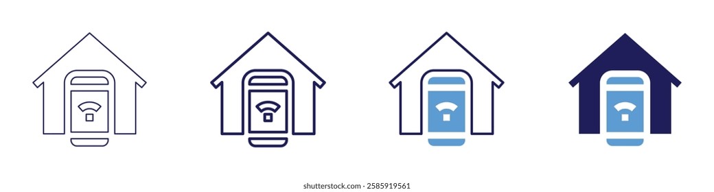 Smart home security features icon in 4 different styles. Thin Line, Line, Bold Line, Duotone. Duotone style. Editable stroke.