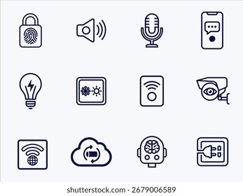Smart Home And Security Line Icons Set