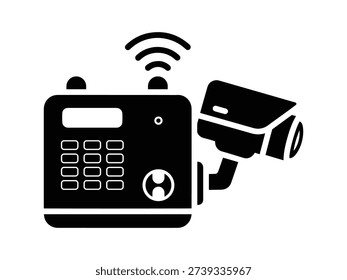 Smart home security system combining keypad and wireless surveillance camera. Vector