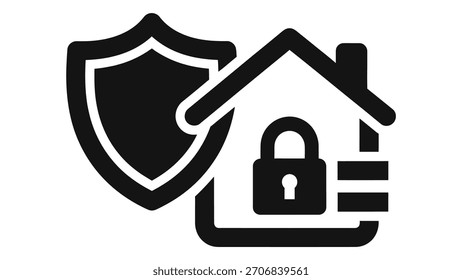 Smart home security system icon illustrating digital protection, safety, and automation for modern living spaces.