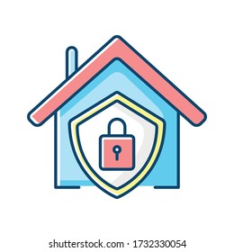 Smart Home Security System RGB Color Icon. Modern House Alarm. Building Electronic Lock. Burglary Protection Digital Technology. Isolated Vector Illustration