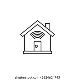Smart home security system with wireless signal connection illustration