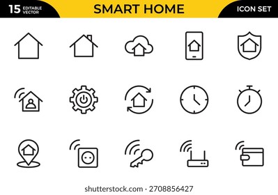 Smart home and sensors line icon set. For website marketing design, logo, app, template, ui, etc. Thin outline icons pack. Vector illustration