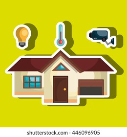 smart home with set services isolated icon design, vector illustration  graphic 