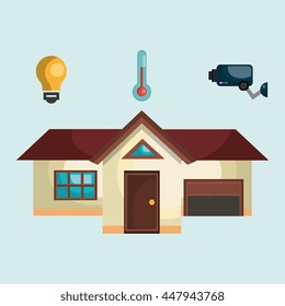 smart home with set services isolated icon design, vector illustration  graphic 