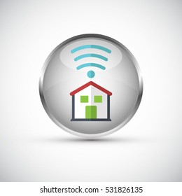 Smart home sign icon. Smart house button. Remote control. 