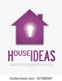 Smart home sign icon with lighting bulb,home ideas