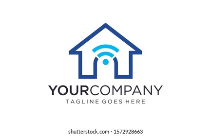 Smart home signal logo design concept 
