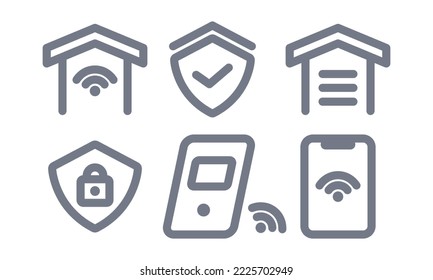 smart home simple icon with line art