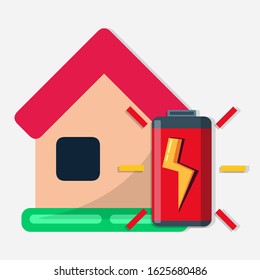 smart home with solar battery concept symbol vector illustration 
