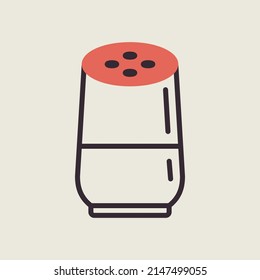 Smart home speaker with digital, virtual assistant isolated vector icon. Graph symbol for music and sound web site and apps design, logo, app, UI