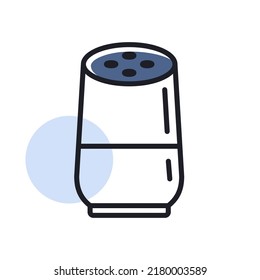 Smart home speaker with digital, virtual assistant vector isolated icon. Graph symbol for music and sound web site and apps design, logo, app, UI