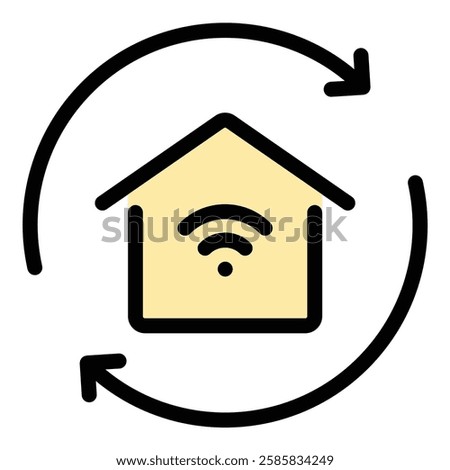Smart Home Sync Icon Connected Automation in Flat Line Color Style.