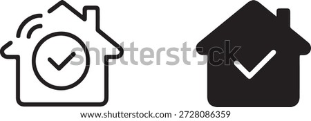 Smart home system confirmed with checkmark indicating successful connection and security isolated on white background