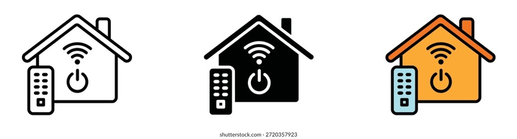 Symbolvektor des Smart-Home-Systems. Home Control, Fernbedienung und drahtlose Konnektivität für Automatisierungssymbol. Vektorgrafik.