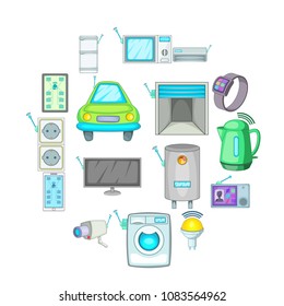 Smart home system icons set. Cartoon illustration of 16 smart home system vector icons for web